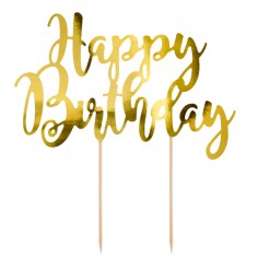 Cake topper "Happy Birthday" oro  para pastel - Casa Rex
 2