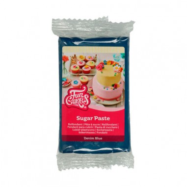 Pasta de azúcar o fondant azul denim 250gr Funcakes - Casa Rex