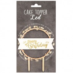 Cake topper "Happy birthday" con luces LED para tarta - Casa Rex