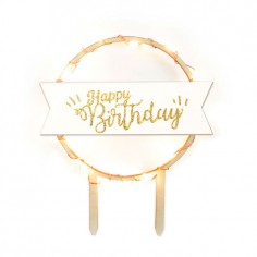 Cake topper "Happy birthday" con luces LED para tarta - Casa Rex 2