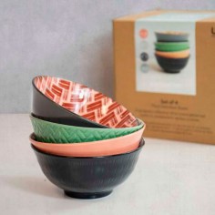 Set 4 boles japoneses cerámica "Designed for life" K.C.- Casa Rex