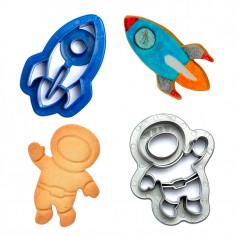 Set 2 cortadores galletas astronauta y cohete Decora - Casa Rex