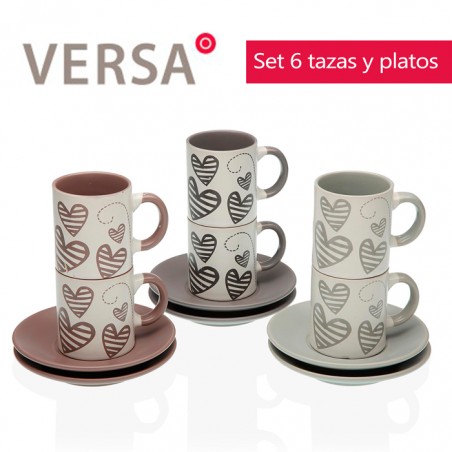 Set 6 tazas de café con plato Verina
