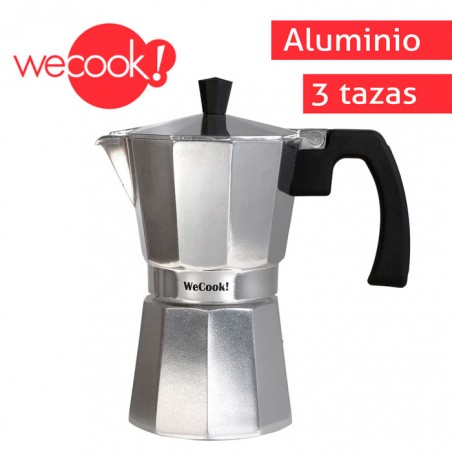 Cafetera Italiana Aluminio 12 tazas Café, Junta Silicona, Válvula  Seguridad, Vitrocerámica, Gas, Wecook, Plata, , Paola