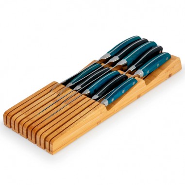 Bambüsi, taco de bambú para 10 o 15 cuchillos (no incluidos) para el  interior de cajones. Organizador de cuchillos, almacena los cuchillos sin  que las