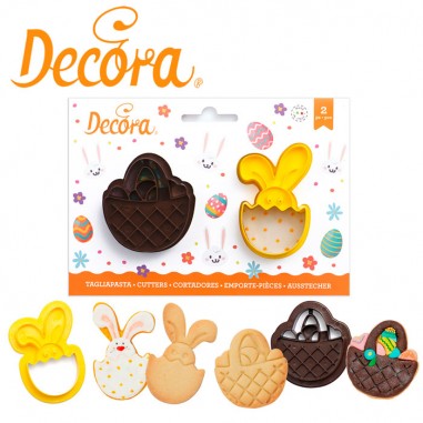 Set 2 cortadores de galleta Pascua Decora cesto y conejo -Casa Rex