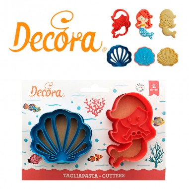 Set 2 cortadores galletas sirena y concha Decora - Casa Rex