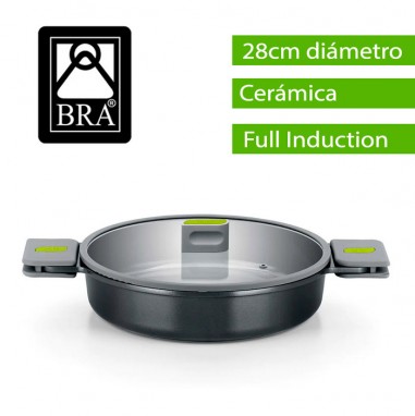 Cacerola 28cm cerámica con tapa y asas Life Bra  Casa Rex