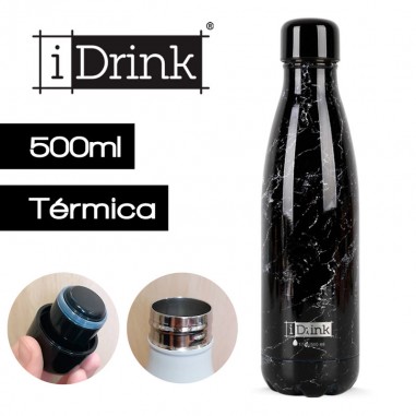 Botella térmica inox Marble Black 500ml Idrink  Casa Rex