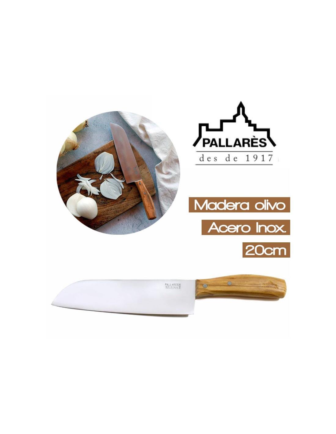 PALLARES SOLSONA - Cuchillo Chef Ancho Acero Inoxidable Forjado con mango  de madera de Boj - 250 mm : : Hogar y cocina