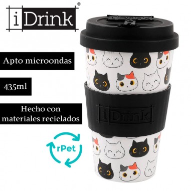 Taza para llevar ecológica gatos Idrink - Casa Rex