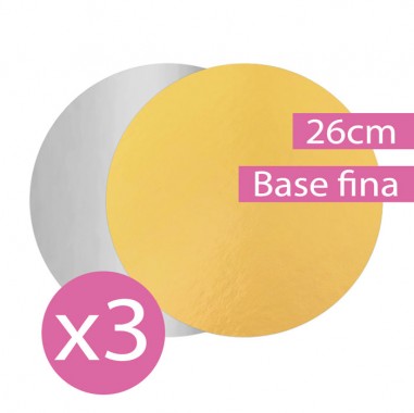 Set 3 bases para pastel plata y oro 26cm  Casa Rex