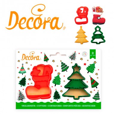 Set 2 cortadores galleta Navidad: bota y árbol Decora - Casa Rex