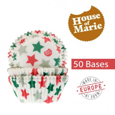Pack 50 bases cupcake Estrellas Navidad HoM  Casa Rex