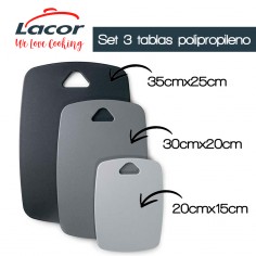Set 3 tablas de cortar gris polipropileno Lacor  Casa Rex