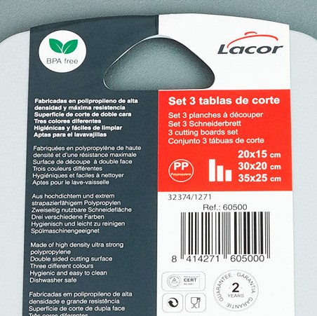 Comprar tabla de corte morada antialérgica con tacos de Lacor