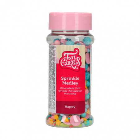 Decoraciones azúcar tartas o Sprinkles Medley Happy 65gr Funcakes - Casa Rex
