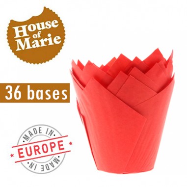 Pack 36 bases muffin o tulipas rojas House of Marie  Casa Rex