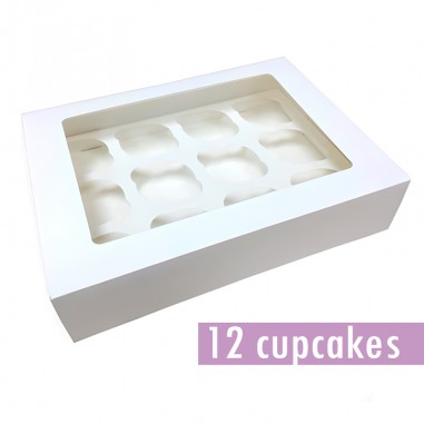 Caja cartón para 12 cupcakes blanca  Casa Rex