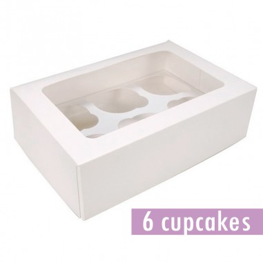 Caja cartón para 6 cupcakes blanca  Casa Rex