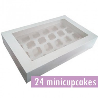 Caja cartón para 24 minicupcakes blanca  Casa Rex