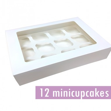 Caja cartón para 12 minicupcakes blanca  Casa Rex