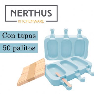 Molde helado clásico Nerthus con tapa y palitos  Casa Rex