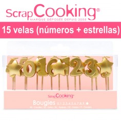 Set velas números y estrellas doradas Scrapcooking  Casa Rex