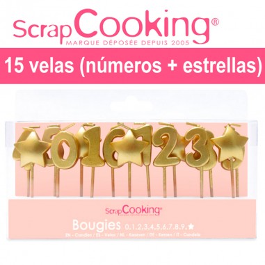 Set velas números y estrellas doradas Scrapcooking  Casa Rex