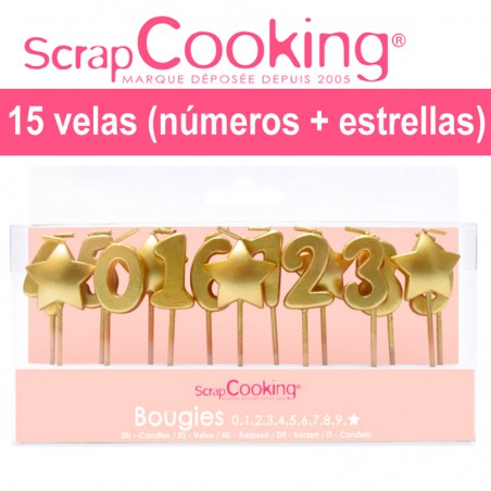 Set velas números y estrellas doradas Scrapcooking  Casa Rex