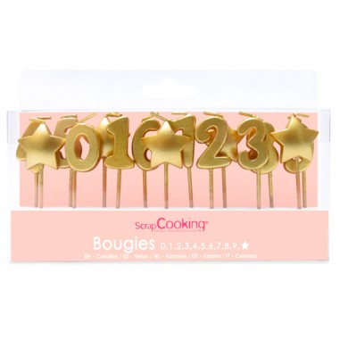 Pack velas números y estrellas oro Scrapcooking  Casa Rex
