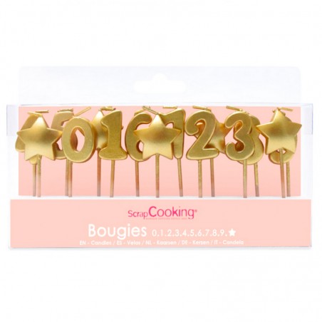 Pack velas números y estrellas oro Scrapcooking  Casa Rex