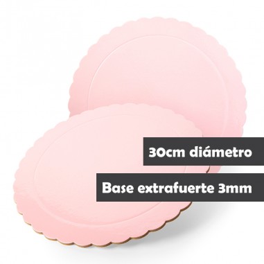 Base tarta redonda rosa borde ondulado 30cm  Casa Rex