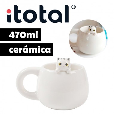 Taza Charm White Cat 470ml Itotal -  Casa Rex