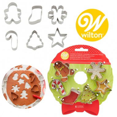 Set 6 mini cortadores Navidad corona Wilton  Casa Rex