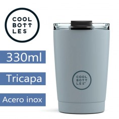 Mug termo para llevar gris 330ml triple capa CoolBottles  Casa Rex