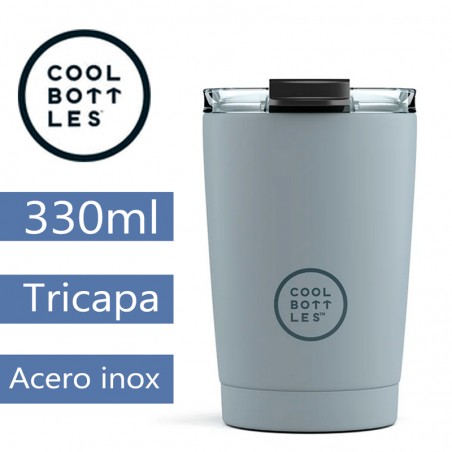 Mug termo para llevar gris 330ml triple capa CoolBottles  Casa Rex