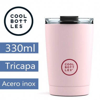 Taza térmica rosa pastel 330ml triple capa CoolBottles  Casa Rex