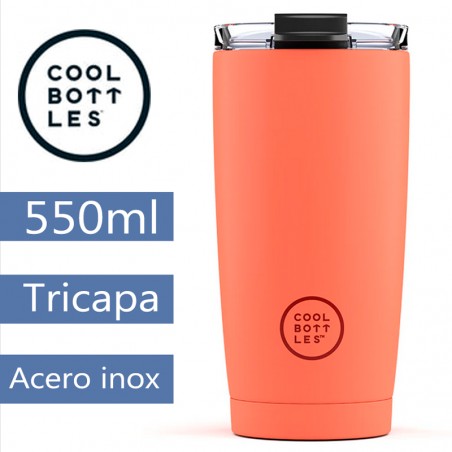 Taza térmica coral 550ml triple capa CoolBottles  Casa Rex