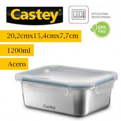 Contenedor acero microondas rectangular 1200ml Castey  Casa Rex