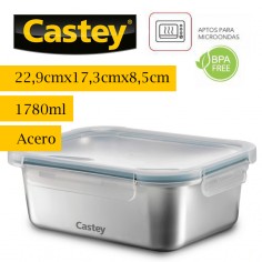 Contenedor acero microondas rectangular 1780ml Castey  Casa Rex