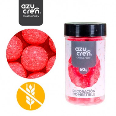 Bolas rojas brillantes comestibles grandes Azucren 60gr - Casa Rex