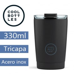 Taza térmica negra 330ml triple capa CoolBottles  Casa Rex