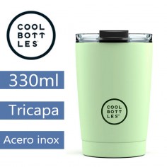 Taza térmica verde pastel 330ml triple capa CoolBottles  Casa Rex