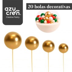 Juego de 20 bolas decorativas oro para pasteles Azucren  Casa Rex