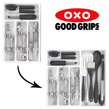 Cubertero extensible para cajón Oxo  Organizador ajustable de cocina con gran capacidad