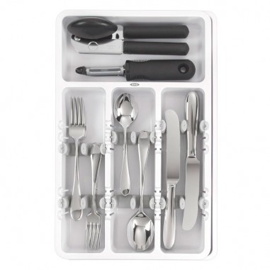 Organizador ajustable de cocina para cubiertos con gran capacidad