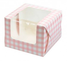 Caja 1 cupcake vichy rosa...